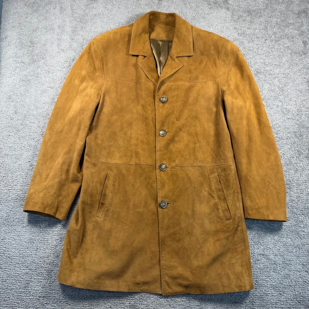 Caroline Moore Tan Brown Lambskin Suede Car Coat Jacket XXL New Zealand Duster